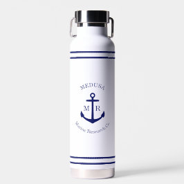 Aangepast blauw ankerembleem waterfles