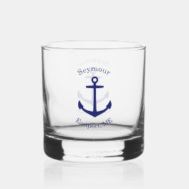 Aangepast blauw ankerembleem whisky glas