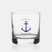 Aangepast blauw ankerembleem whisky glas (Achterkant)