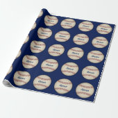 Aangepast blauw Baseball-omslagpapier Cadeaupapier (Uitgerold)