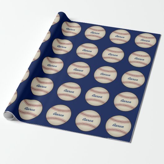 Aangepast blauw Baseball-omslagpapier Cadeaupapier (Uitgerold)