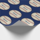 Aangepast blauw Baseball-omslagpapier Cadeaupapier (Hoek)