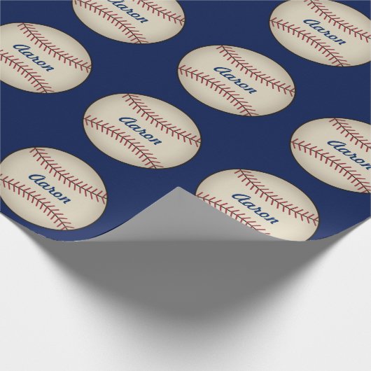 Aangepast blauw Baseball-omslagpapier Cadeaupapier (Hoek)