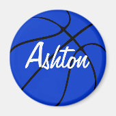Aangepast blauw Basketball Round Fridge Magnet (Voorkant)