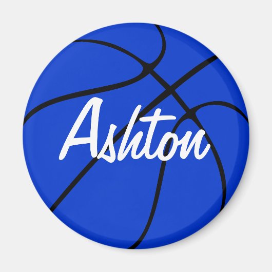Aangepast blauw Basketball Round Fridge Magnet (Voorkant)