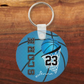 Aangepast blauw Basketball Sleutelhanger (Achterkant)