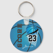 Aangepast blauw Basketball Sleutelhanger (Achterkant)