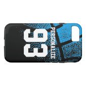 Aangepast blauw basketbalnummer iPhone 7 hoesje (Achterkant (Horizontaal))