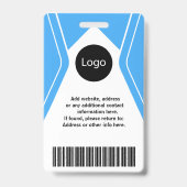 aangepast blauw bedrijf Foto, Logo, streepjescode Badge (Achterkant)