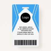 aangepast blauw bedrijf Foto, Logo, streepjescode Badge (Achterkant)