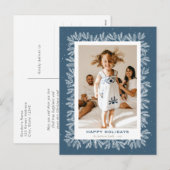 Aangepast blauw bijtend pine sneeuwfoto Happy Feestdagenkaart (Voorkant / Achterkant)