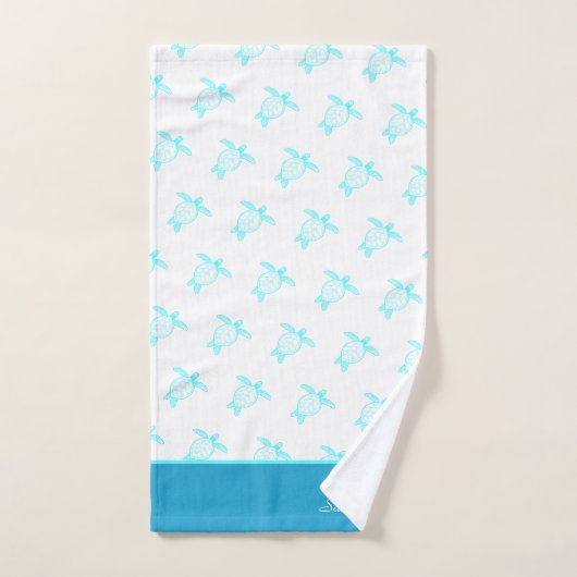 Aangepast blauw Blauwgroen blauw Zee aan de kust Bad Handdoek (Handdoek)