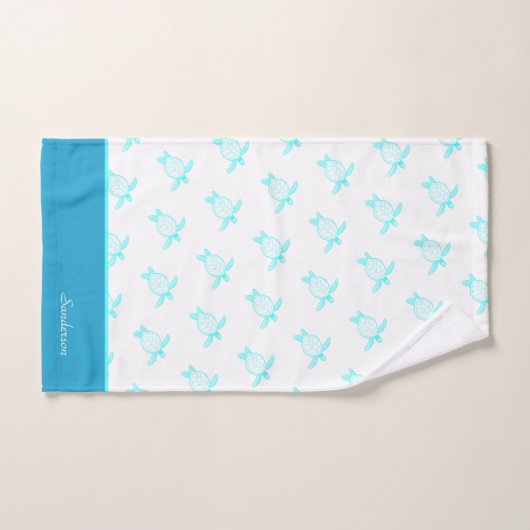 Aangepast blauw Blauwgroen blauw Zee aan de kust Bad Handdoek (Handdoek)