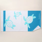 Aangepast blauw Blauwgroen blauw Zee aan de kust Strandlaken (Voorkant)