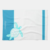 Aangepast blauw Blauwgroen blauw Zee aan de kust Theedoek (Horizontaal)