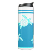 Aangepast blauw Blauwgroen blauw Zee aan de kust Thermosbeker (Gedraaid links)