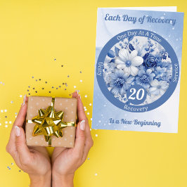 Aangepast blauw bloemmotief herstelmijlpaalgeschen kaart