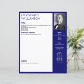Aangepast blauw CV-fotosjabloon (Staand voorkant)