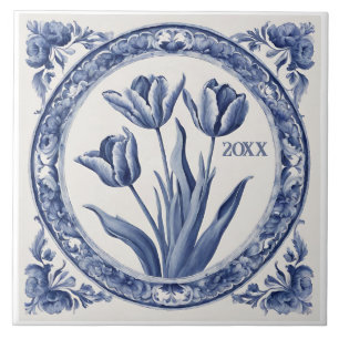 Aangepast Blauw Delfts Tulpen Souvenir Tegeltje