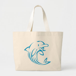 Aangepast blauw dolfijn Logo Grote Tote Bag