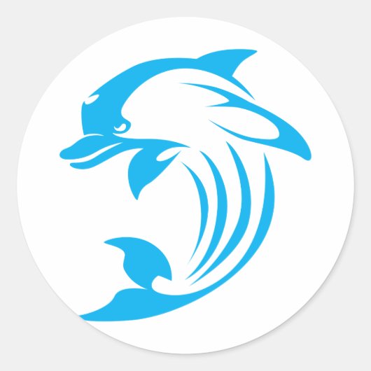 Aangepast blauw dolfijn Logo Ronde Sticker (Voorkant)