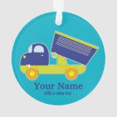 Aangepast blauw en groen bouwdumppenttruck ornament (achterkant)