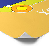 Aangepast blauw en groen bouwdumppenttruck poster (Hoek)