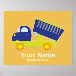 Aangepast blauw en groen bouwdumppenttruck poster