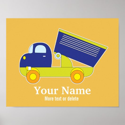 Aangepast blauw en groen bouwdumppenttruck poster (Voorkant)