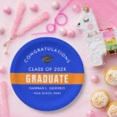 Aangepast blauw en Oranje Afstuderen Papieren Bordje (Feest)