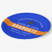 Aangepast blauw en Oranje Afstuderen Papieren Bordje (Gekanteld)