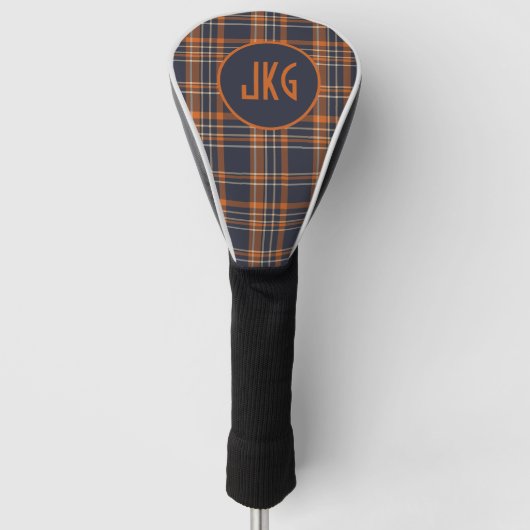 Aangepast blauw en Oranje monogram tonartan Golfheadcover (Voorkant)