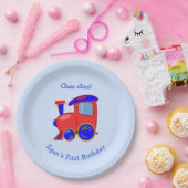 Aangepast blauw- en rood trainpapier Bord (Feest)