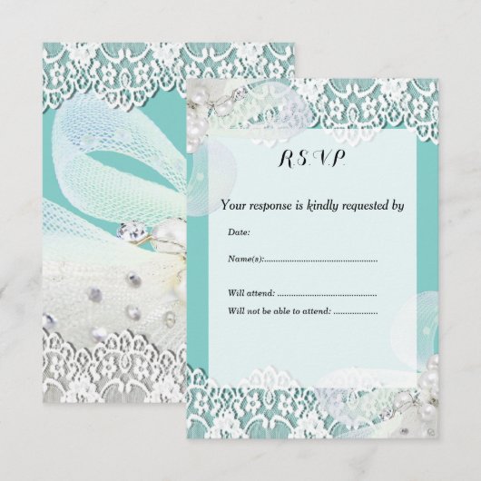 Aangepast blauw en RSVP-huwelijk RSVP Kaartje (Voorkant / Achterkant)