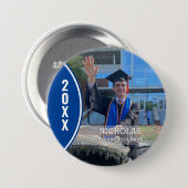 Aangepast blauw en wit Afstuderen Foto Button (Voorkant /achterkant)