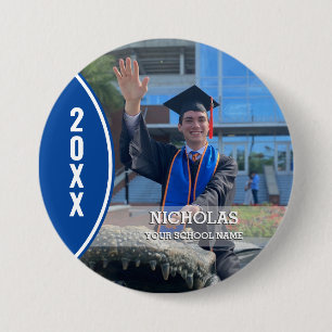 Aangepast blauw en wit Afstuderen Foto Button