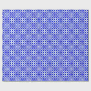 Aangepast blauw en wit geometrisch diamantpatroon cadeaupapier