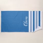 Aangepast blauw en wit gestreept strandlaken (Voorkant)