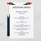 Aangepast blauw en wit homoseksueel huwelijksmenu menu (Voorkant / Achterkant)