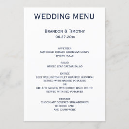 Aangepast blauw en wit homoseksueel huwelijksmenu menu