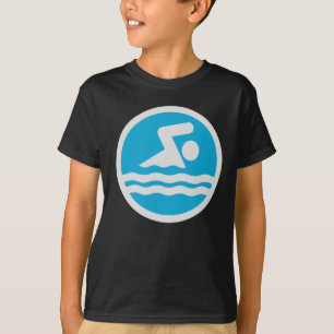 Aangepast blauw en wit SWM-decaal T-shirt