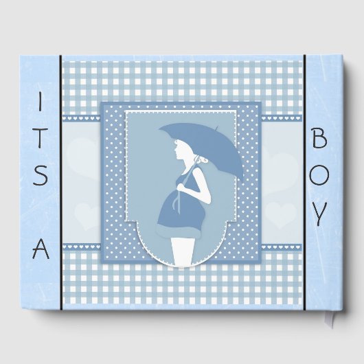 Aangepast blauw en zwart Baby shower gastenboek (Achterkant)