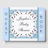 Aangepast blauw en zwart Baby shower gastenboek (Voorkant)