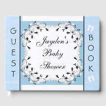 Aangepast blauw en zwart Baby shower gastenboek