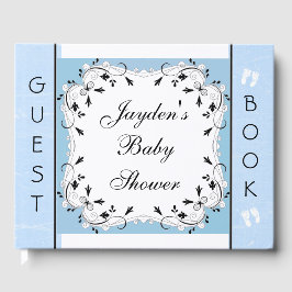 Aangepast blauw en zwart Baby shower gastenboek