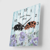 Aangepast blauw Floral KuneKune Pig Boerderij Vierkante Klok (Hoek)