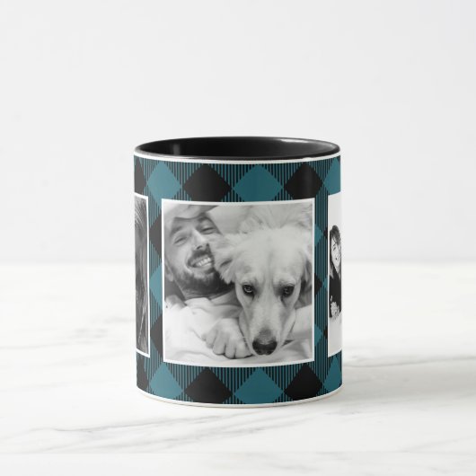 Aangepast blauw fotobufferpatroon mok (Midden)