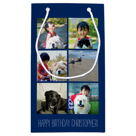 Aangepast blauw fotomozaïekAfbeelding collage Klein Cadeauzakje (Achterkant)