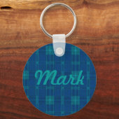 Aangepast blauw geplakt Sleutelhanger (Voorkant)