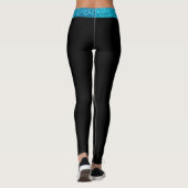 Aangepast blauw glitter Stripe Black Leggings (Achterkant)